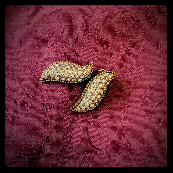 Vintage Coro Gold and Crystal Clip-on Earrings - Picture 1 of 2